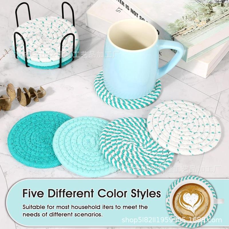 1 Pieces Of Cotton Coasters Insulation Pads Cotton Rope Decorations Coasters With Cup Holders Thickened Septa Coasters