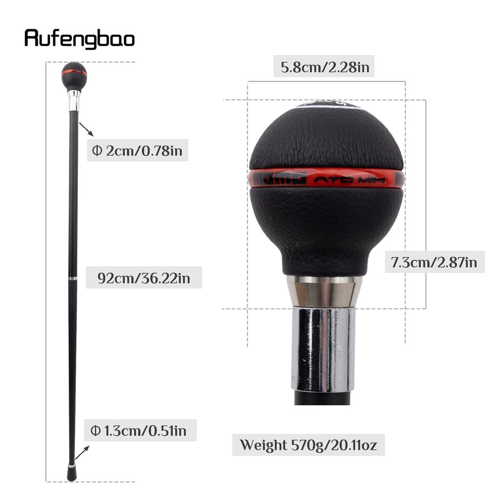Black Red Leather Ball Silver Walking Cane Fashion Decorative Walking Stick Gentleman Elegant Cosplay Cane Crosier 92cm