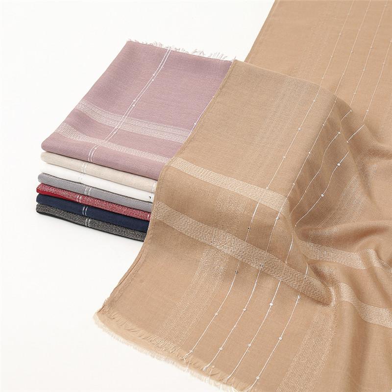 Plain Lurex Glitter Sequin Striped 100% Polyester Fringe Shawl Scarf Lady High Quality Wrap Pashmina Stole Bufandas Muslim Hijab