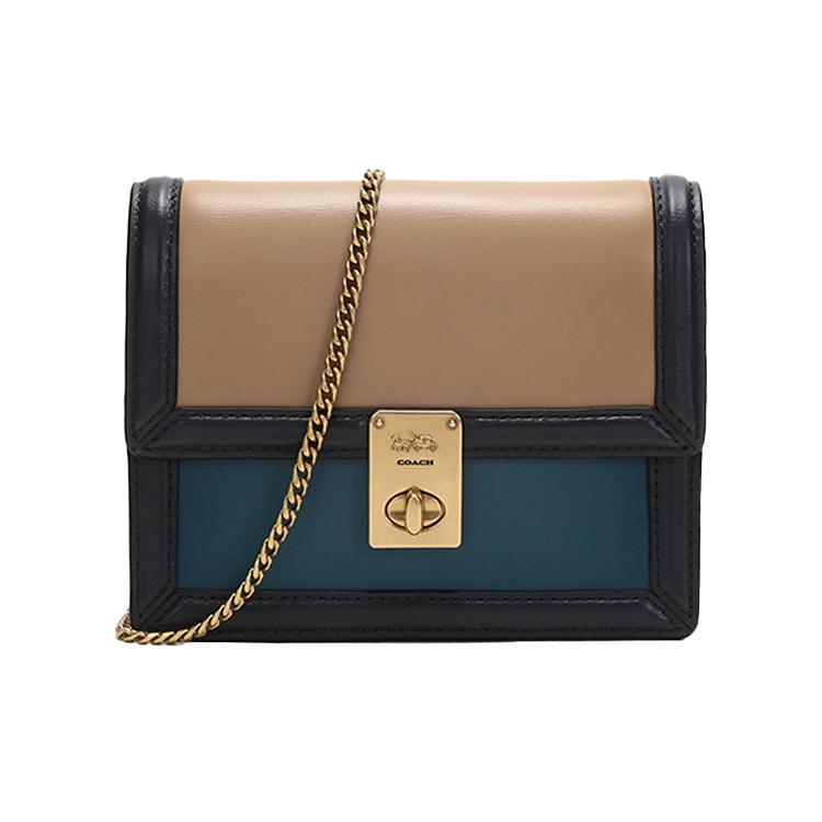 

Новая маленькая квадратная сумка COACH из телячьей кожи, сумка на цепочке через плечо, сумка кроссбоди, поясная сумка, обычная женская, лазурно-голубая, оранжевая 884-B4QUI 16.0*3.0*12.2CM