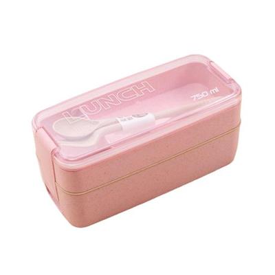 2 In 1 Stackable Bento Box Double Layer Adult Lunch Box Compartment Bento Containers Kit Meal Prep Containers
