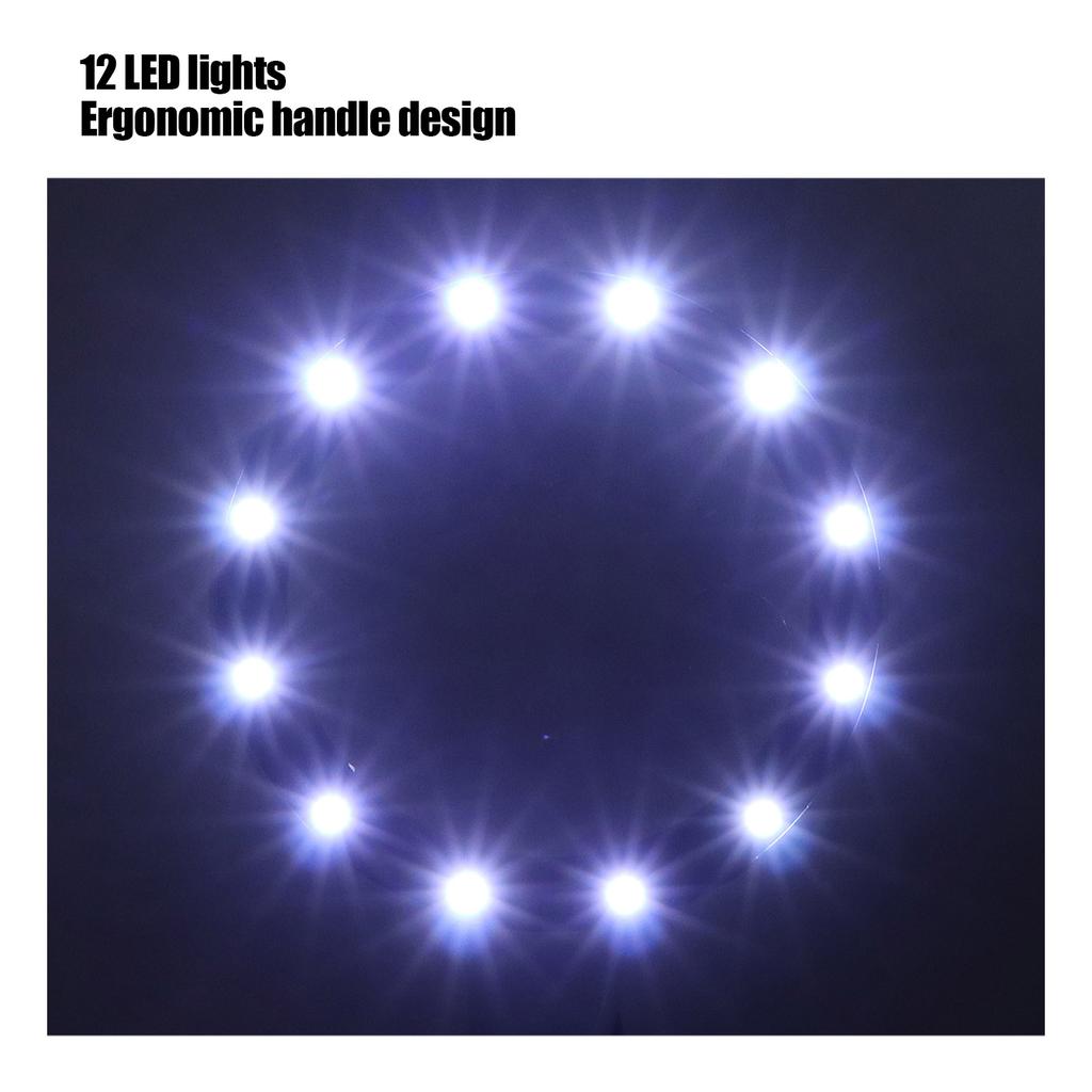 5X 10X Handheld Magnifying Glass 12 LED Illuminated Lighted Magnifier for Reading Handheld Reading Magnifier