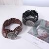 Jeans Decor Cowboy Waistband Zinc Zinc Alloy Oval PU Hollow Belt Cowgirl Buckle Belt  Dress Decoration