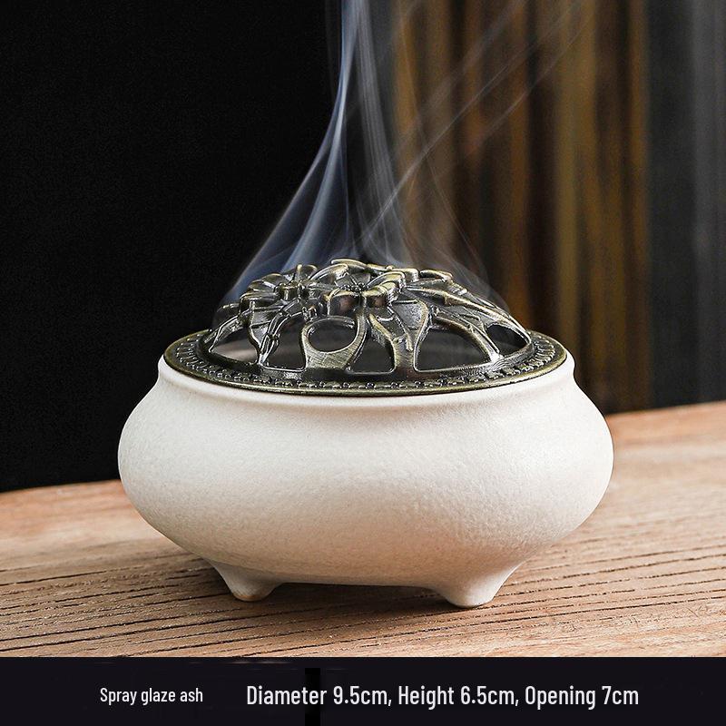 Celadon Ceramic Incense Burner - Antique Style, Small Size, Ice Crack Kiln, Sandalwood Incense Holder.