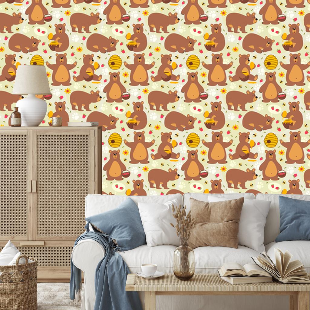 Teddy bear wallpaper for living room and bedroom 50x1000