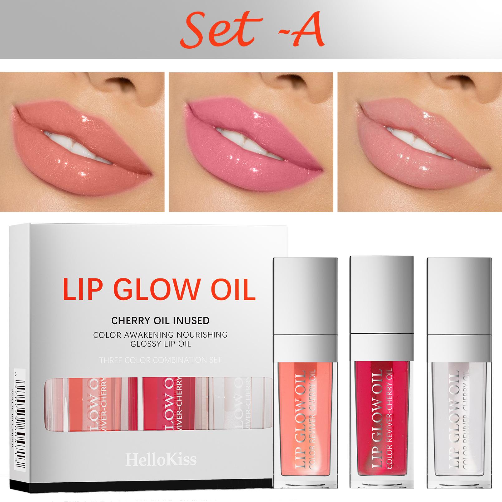 3PCS Lip Oil Lip Balm Moisturizing Nourishing Lip Glaze Transparent Toot Lip Nectar Glass Lip Moisturizing Lip Oil Lip Care A