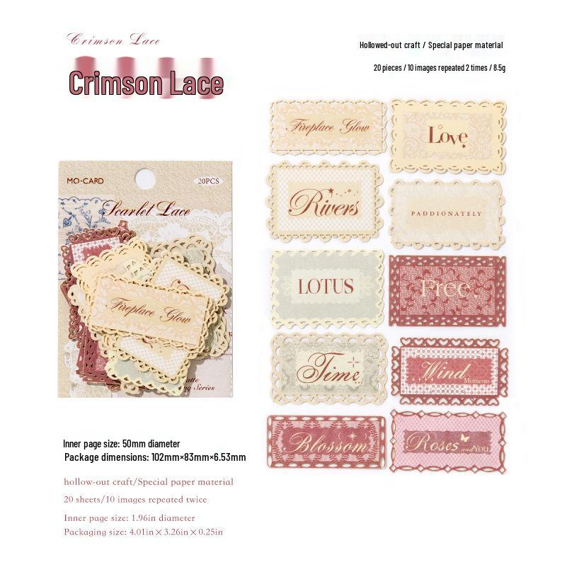 

Mò Mò Retro Dream Lace Label Stickers - Colorful DIY Journal Collage Decoration Set