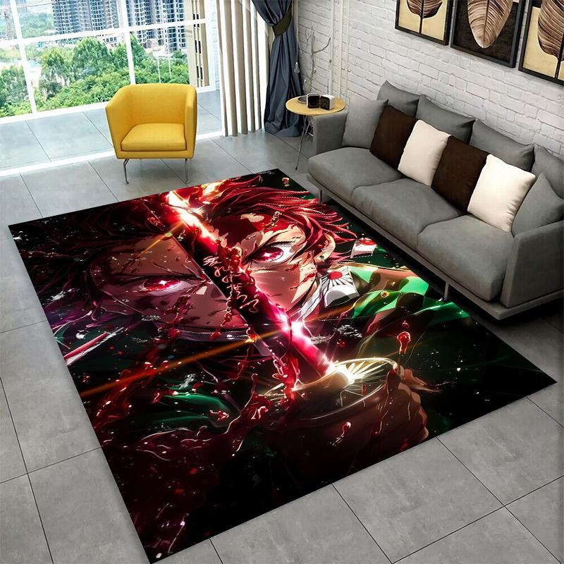 Cartoon Demon Slayer Anime Kamado Nezuko Tanjirou Carpet Rug for Playroom Bedroom Living Room Sofa Home,kid Non-slip Floor Mat