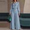 Women Long Sleeve Blouse and Wide Leg Pants Casual Two Piece Sets