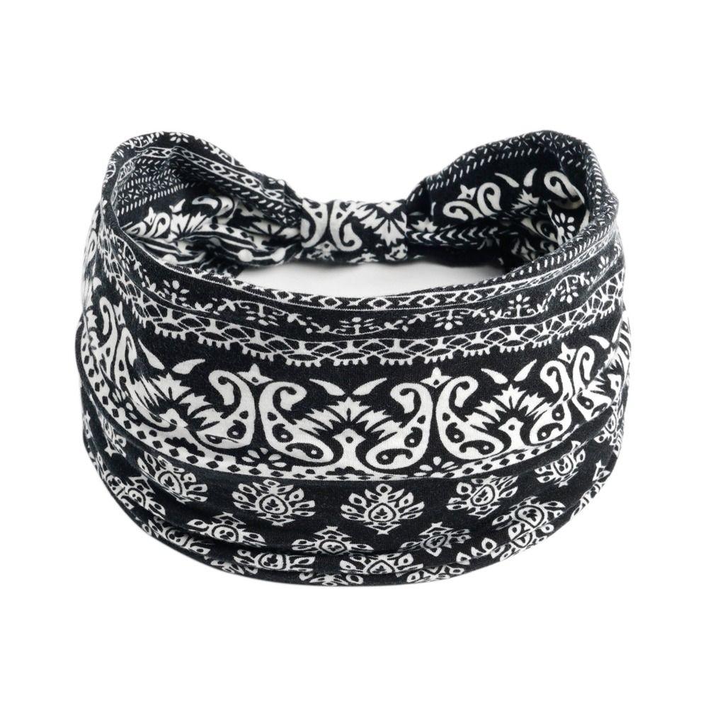 

Elastic Turban Headwear Bohemian Headband Cotton Stretch Wide Yoga Hair Band Extra Large Fashion Women Headwrap For Dance Biker
