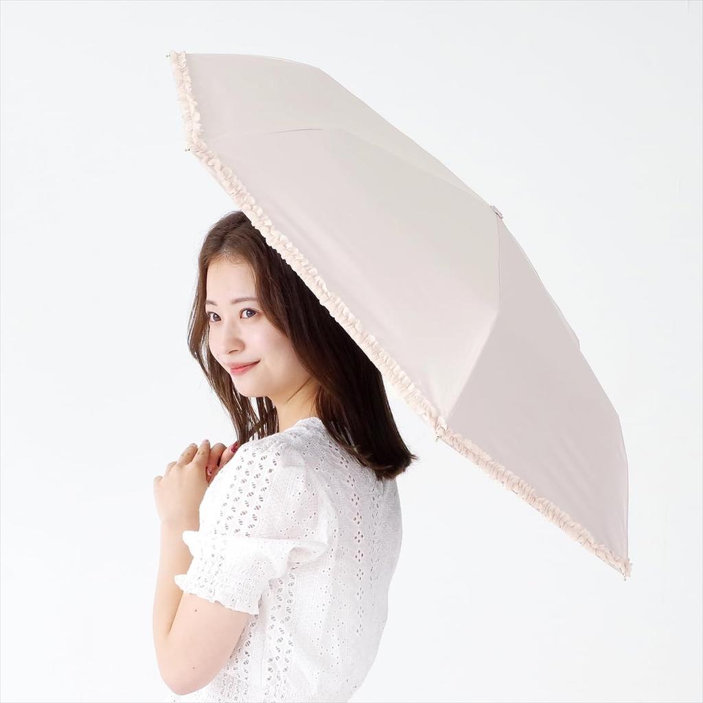 Nifty Colors Folding Umbrella, Light-Shielding Frill Slender Mini, 2384BG