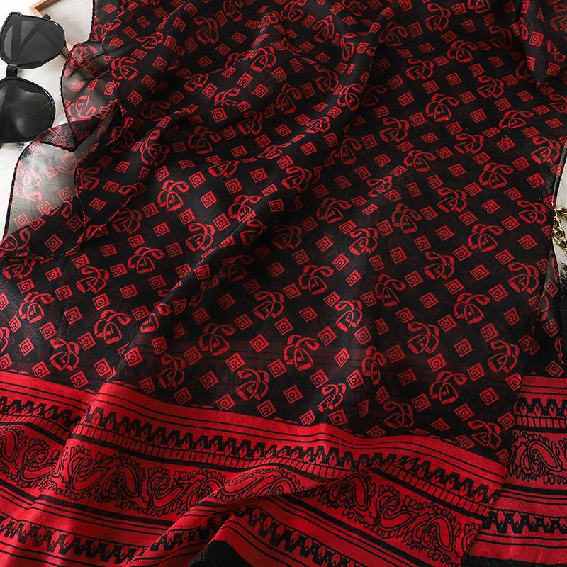 New Printed Chiffon Hijab Scarf Women Camping Sun Protective Bandanas Beach Sarong Towels Summer Muslim Veil Wrap Foulard