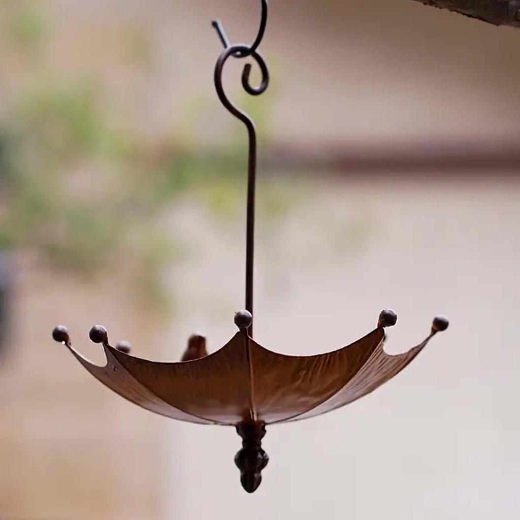 Metal Bird Feeder Umbrella Shaped Hummingbird Food Tray Hangable Hummingbird Food Bowl For Outdoor Window Apartment Balcony