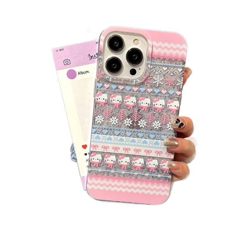 Painted Atmosphere  Quicksand  Snowflake  Penguin Apple 15pro Glitter Powder Glue IPhone 16Pro Blue Phone Case
