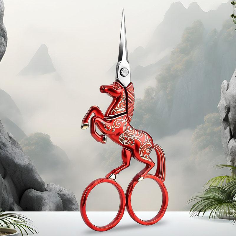 Ретро-элементы в китайском стиле, Год единорога-лошади, вышивка крестом, чайная церемония, чайная церемония, портной, обрезка ниток, ножницы красный