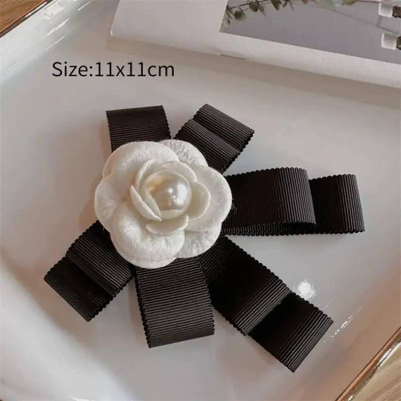French Vintage Fabric Art Bow Tie Brooches Camellia Flower Corsage Pins Shirt Collar Accessories Fashion Jewelry Gifts For Women