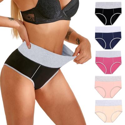 3 Pcs Women Sexy Slimming Sport Panties Solid Color Underwear High-waist Sport Briefs