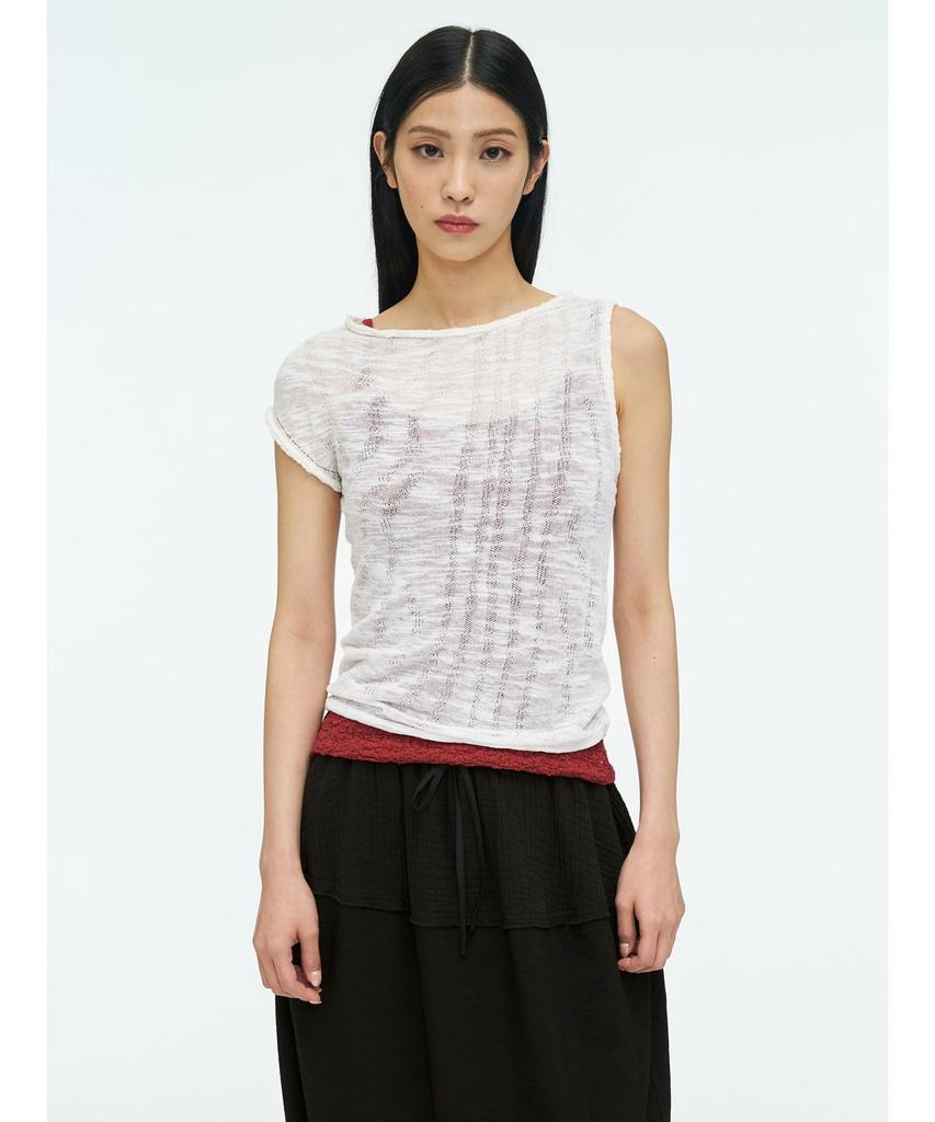 Anggae Wave Knit Top White