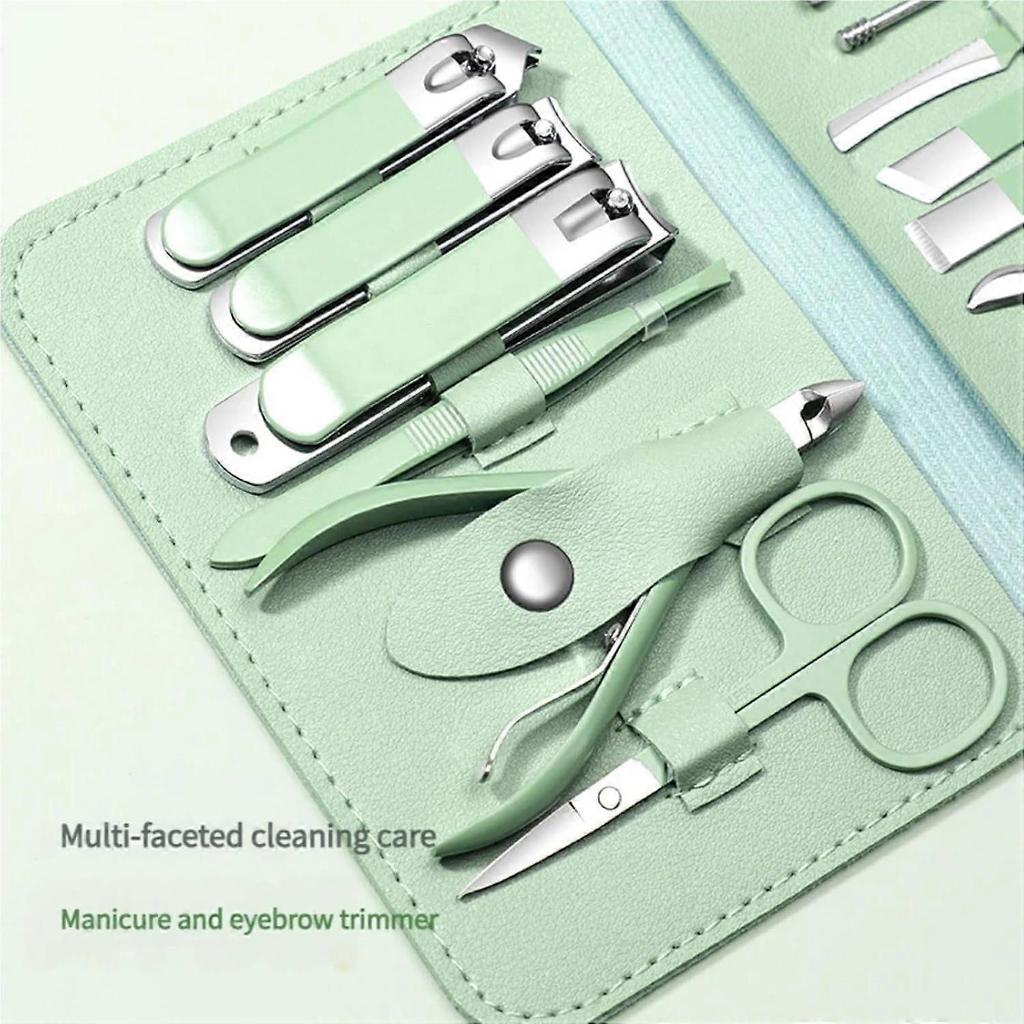 Portable 12/16PC Nail Clipper Set in Folding Leather Case, Stainless Steel, compatible with Sharp Clippers & Pedicure Tools
