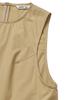 Cotton Bell Pleated Skirt Dress - Beige