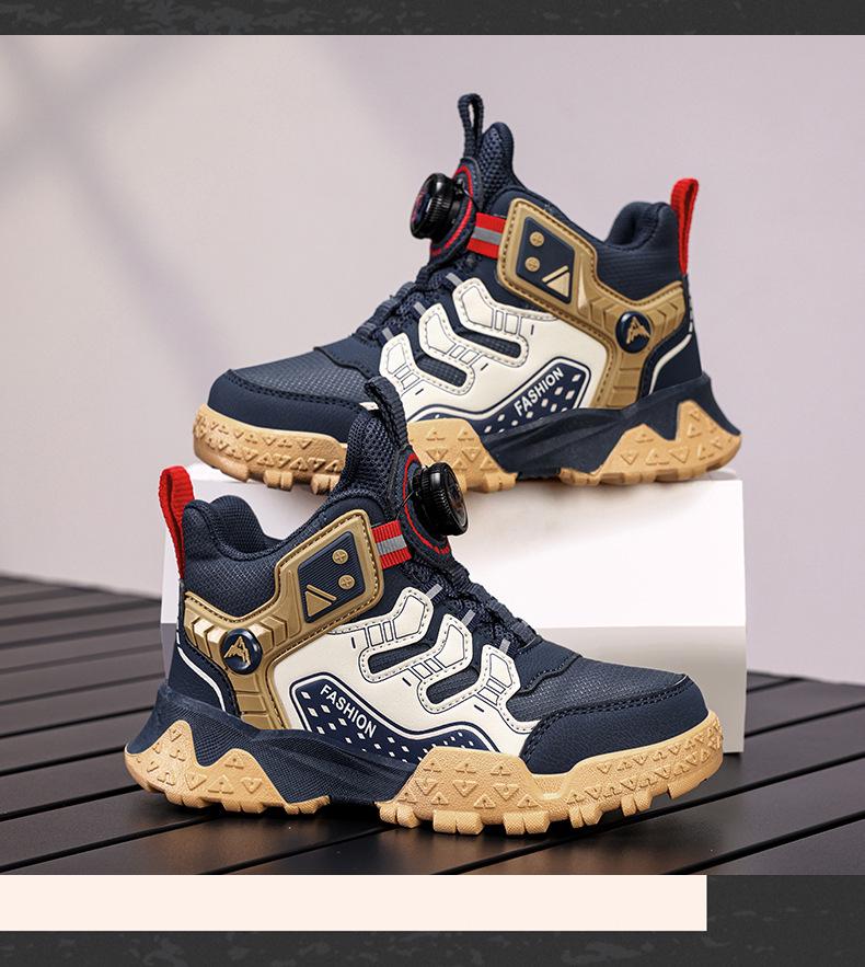 נעלי ספורט לילדים סתיו 2026 עם אבזם מסתובב - עור עמיד בפני החלקה ושחיקה להליכה וריצה