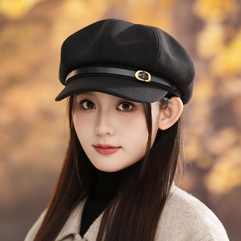 

Шляпа в британском стиле для женской осени и зимы, ретро шляпа-газета, повседневный универсальный берет, ветрозащитная шляпа-маляр для лица One Size