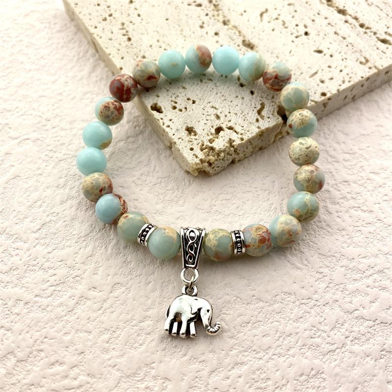 Lucky Natural Stone Beaded Bracelet Fashion Cute Elephant Unisex Bracelet Jewelry Bracelet