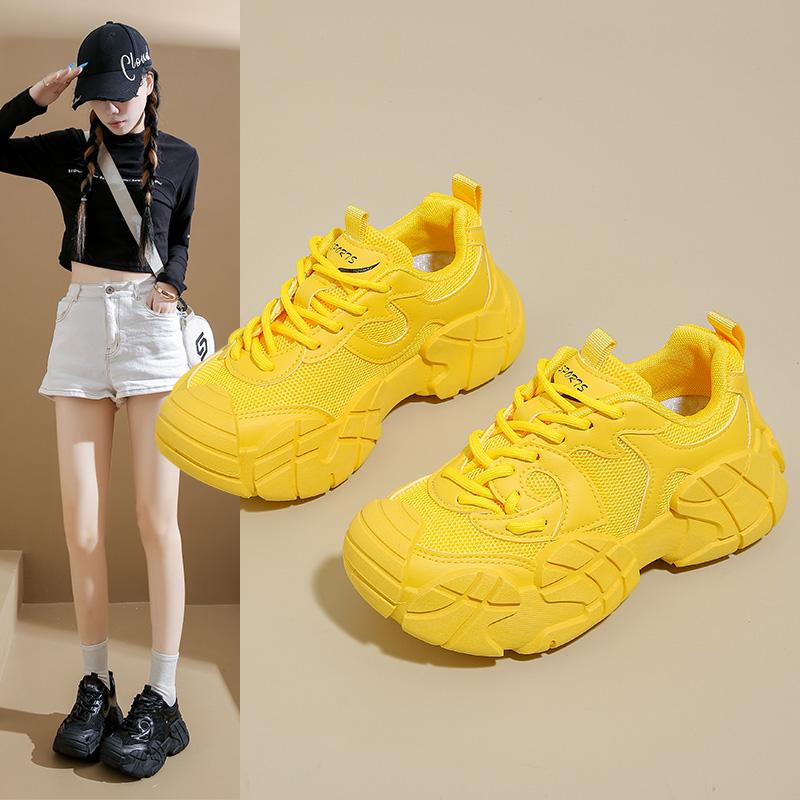 2026 Fashion Dad Shoes Women Outdoor Sneakers Spring Autumn Breathable New Thick Sole Comfortable Sneakers Lace Up Casual Shoes