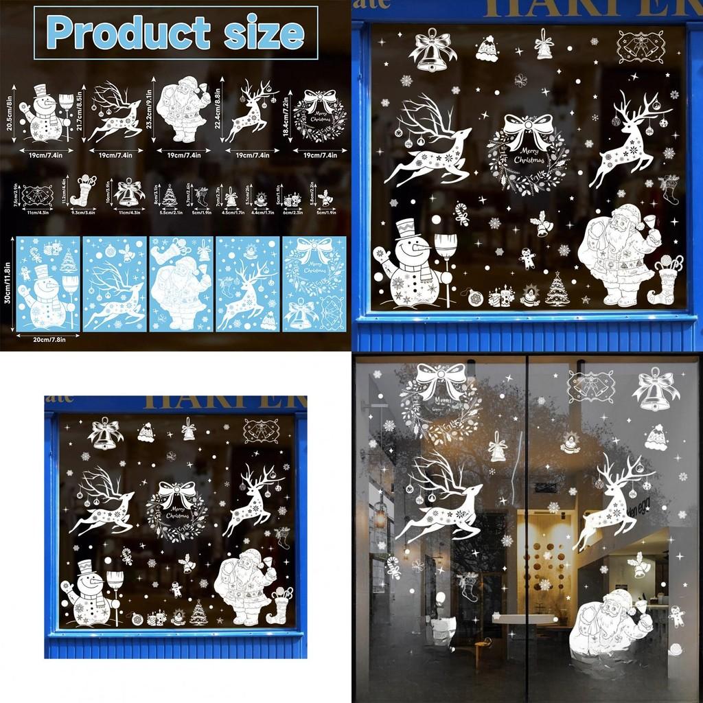 Sticker Christmas Window With Snowflake And Reindeer Pvc Material Festive For