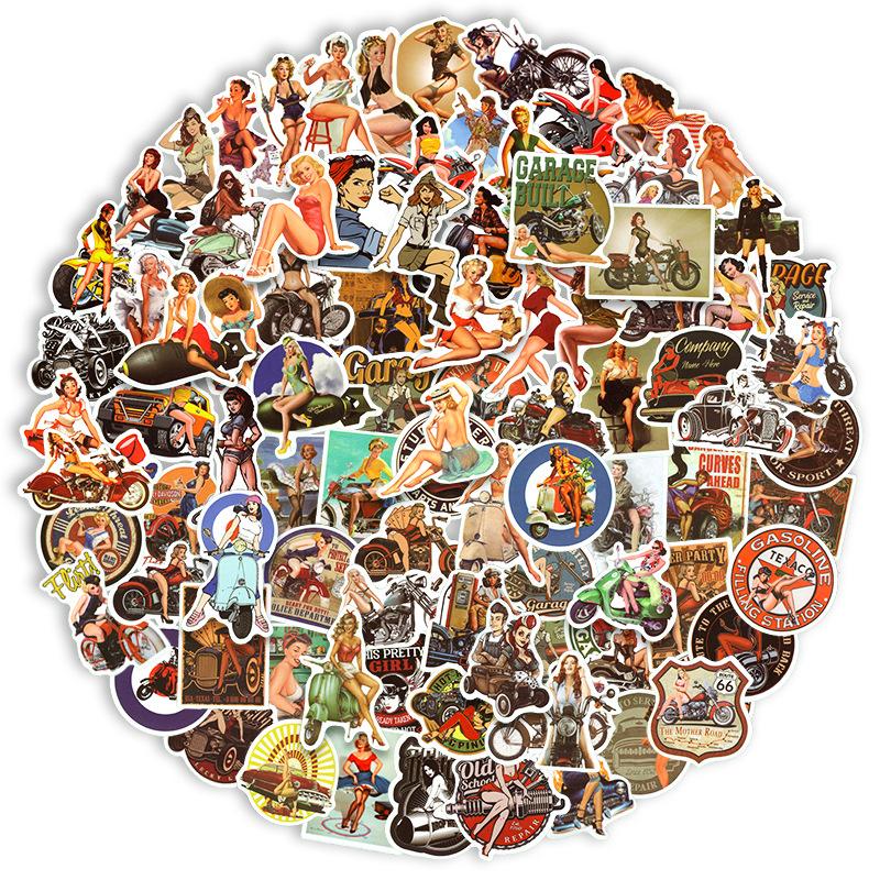 100pcs Retro Vintage Sexy Pin Up Girl Stickers Waterproof Decals for Water Bottle Laptop Luggage Skateboard Motorcycle