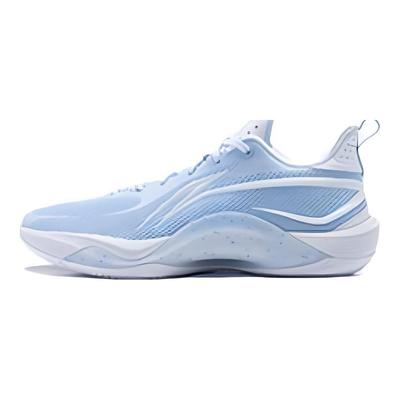 Li Ning Comfortable Slip Resistant Abrasion Resistant Low Top Basketball Shoes Men's White Blue ABPU001-3