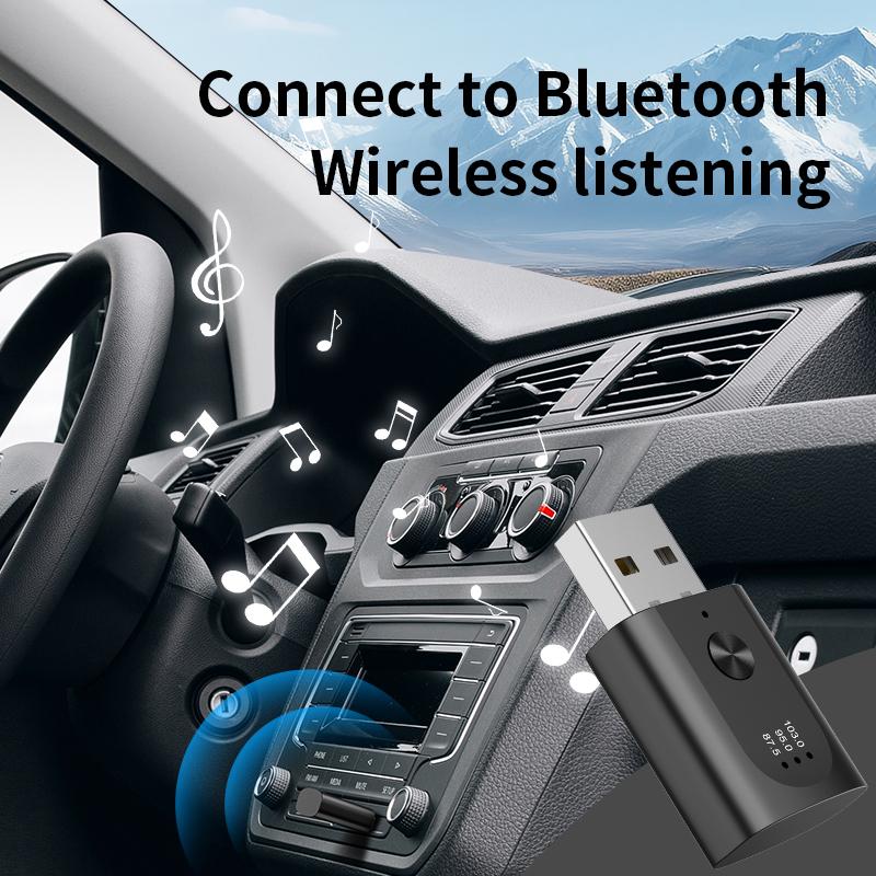 M08 USB Bluetooth-compatible 5.3 Adapter FM Radio Hands-Free Call Music Car Wireless Audio Receiver