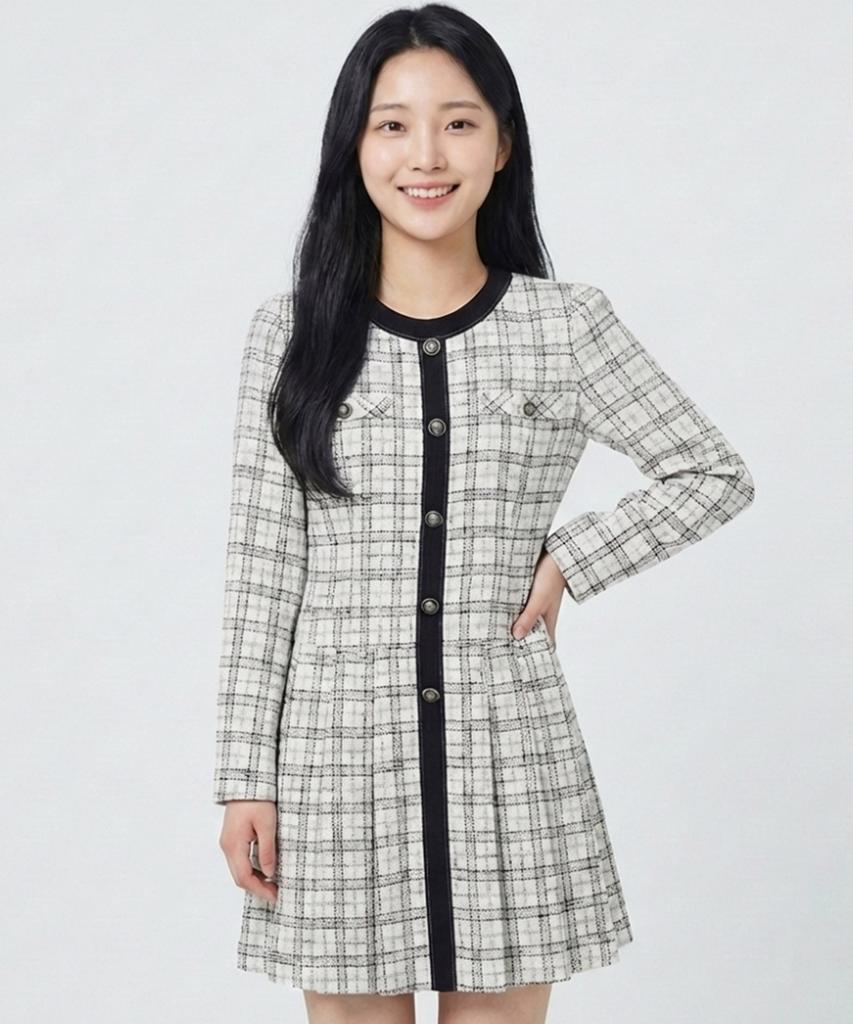 ECOLEDEPARIS Contrast Tweed Dress_Rb33Woae10Z