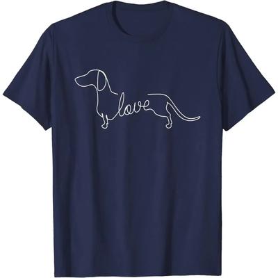 Dackel Chiweenie Wienerhund Liebe Kunst Skizze Geschenk T-Shirt Männer Frauen T-Shirt Grafik T-Shirts Lässig Baumwolle Täglich Vier Jahreszeiten