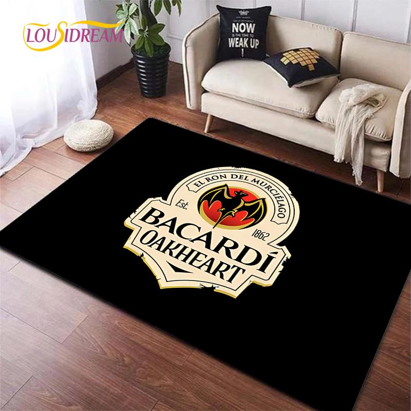 Bacardi Rum Logo Kreative Bereichsteppiche, Teppich für Wohnzimmer Schlafzimmer Heimdeko, Kinder Küche Badezimmer Rutschfeste Fußmatte Alfombra