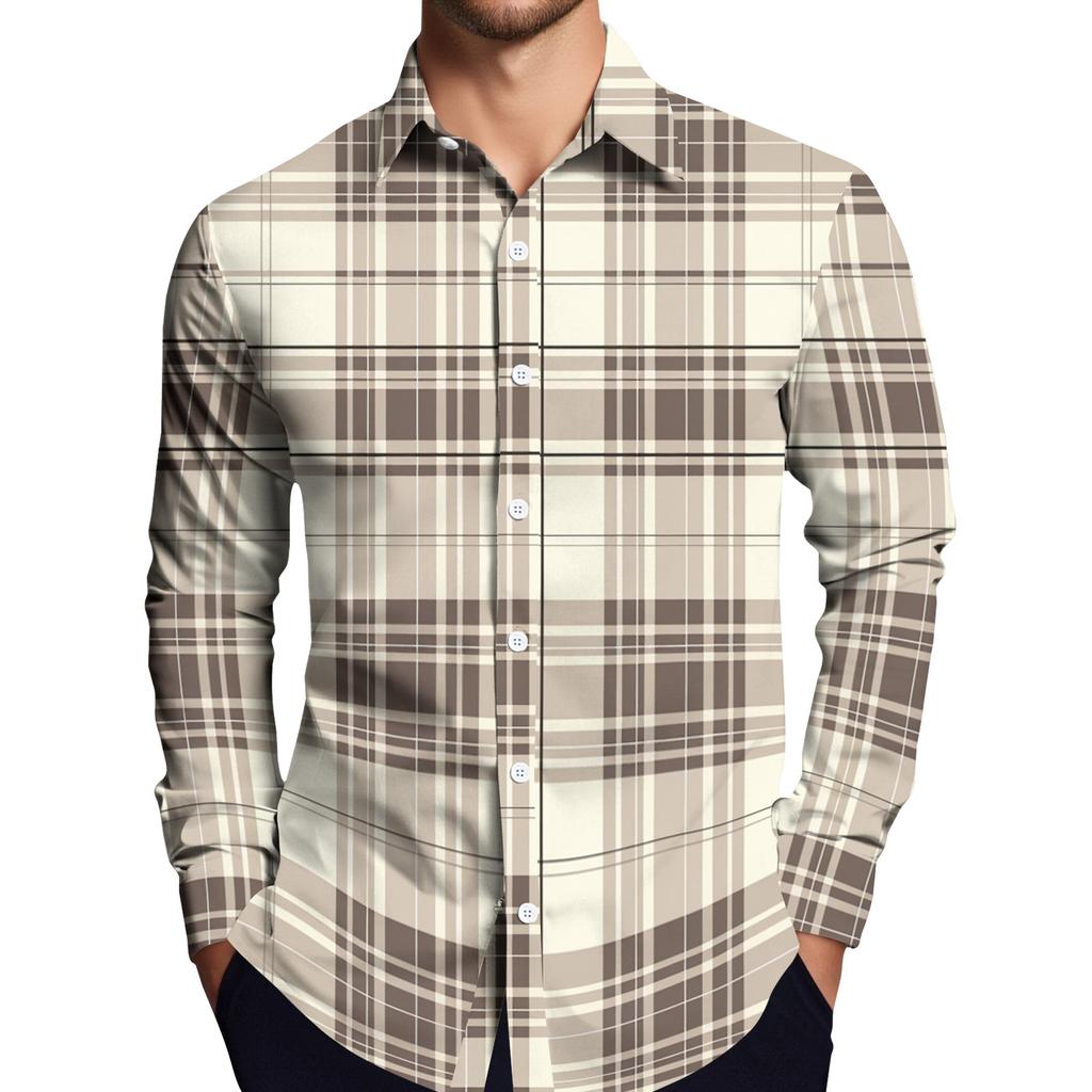 Men's striped print long sleeve button,up shirt