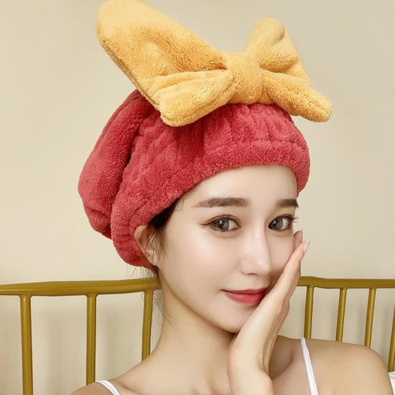 Absorbent Microfiber Hair Towel For Women Quick Drying Soft Bath Turban Elastic Design