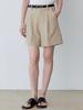 LE STUDIO Part-Length Wide Shorts + Belt Set (Be)