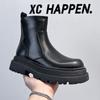 Thick-soled short boots men's 2024 new thickened versatile high-top locomotive boots sleeve knight cigarette boots 59690-A