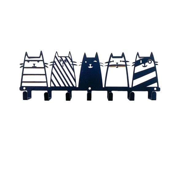 Metal Wall Mount Key Holder, Welcome Home Cat Dog Key Organizer Hook, Decorative Key Hanger Rack for Home Office Entryway