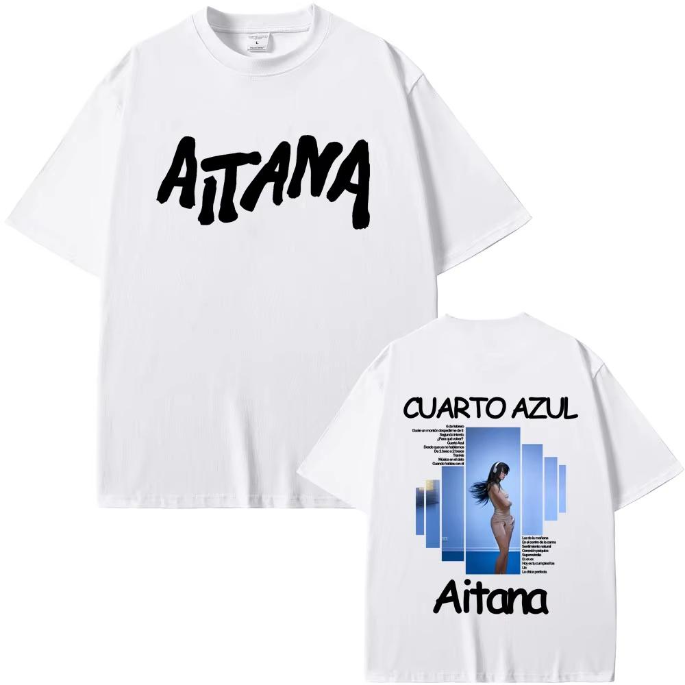 Singer Aitana CUARTO AZUL Album Graphic T-shirts Men Women Hip Hop Fashion Pop Music T Shirt Unisex Cotton Vintage Tshirt