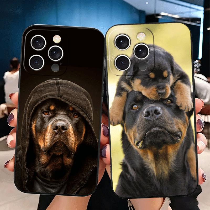 Rottweiler Dog Soft Phone Case for iPhone 16 16E 17 Air 15 Pro Max 14 Plus 13 Mini 11 12 7 Black Cover Back Shell