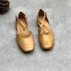 Johnature Handmade Genuine Leather Shallow Buckle Strap Sandals Versatile Soft Cowhide Women's Flat Shoes