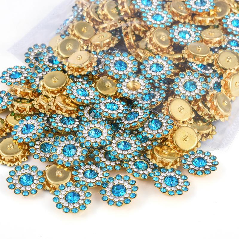 Sun Flower Claw Diamond, Glass Flower-Shaped Rhinestone Buckle Hand Seam Diamond, Round Flower Plate Grab Diamond Diy Jewelry Button Decoration