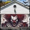 1pc2D Flat Halloween Theme Garage Door Background Cloth Banner - Horror Bloody clown,Halloween Decoration,no Power Required——sjs