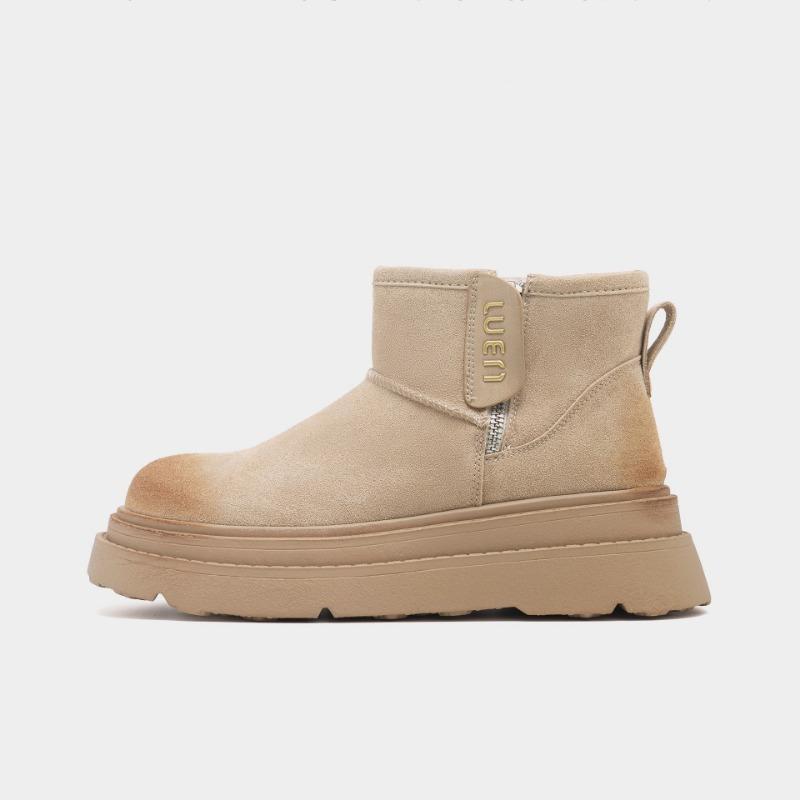 Retro-Schnee-Stiefel mit dicker Sohle und Reißverschluss für Damen, neu, poliert und mit Samt verdickt, wasserdicht und rutschfest, große Baumwollschuhe