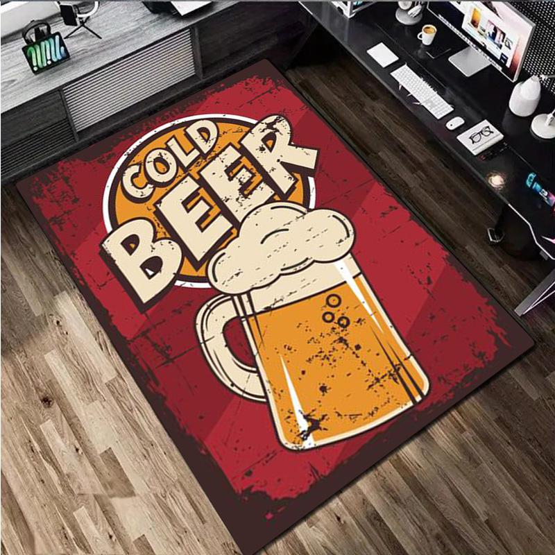 1Pc Beer Print Rug - Home Decoration Carpet For Living Room Bedroom Flooring Computer Chair Area Rug