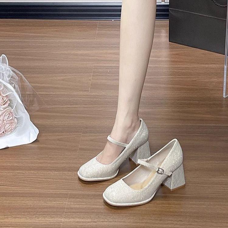 European princess style Mary Jane high heels summer with skirt cheongsam He Xiu small man not tired feet wedding shoes