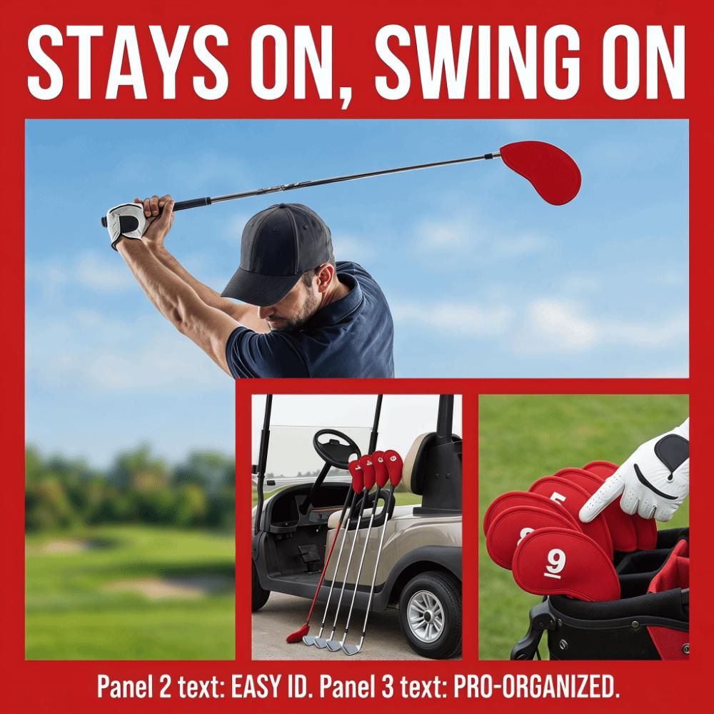 10pcs EVA Surface Golf Iron Head Covers Durable Fabric Head Protect Cover  Fits Most Iron Clubs