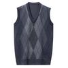 Men's Winter Sleeveless Plaid Knit Sweater Vest - Thick & Warm, Middle-aged Casual Style